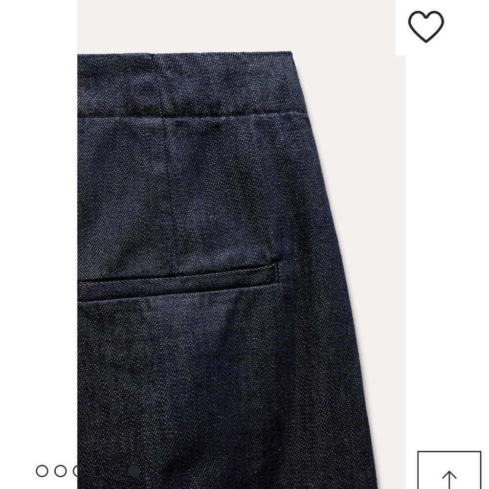 Zara Dark Blue wide leg Mid Waist Tapered Jeans relaxed Fit ZW Collection 27 NWT - Picture 6 of 9